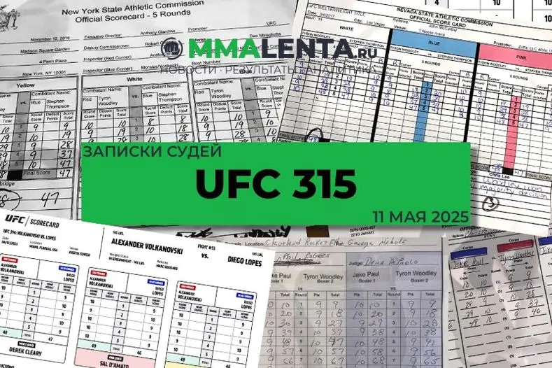 UFC 315: Официальные записки судей