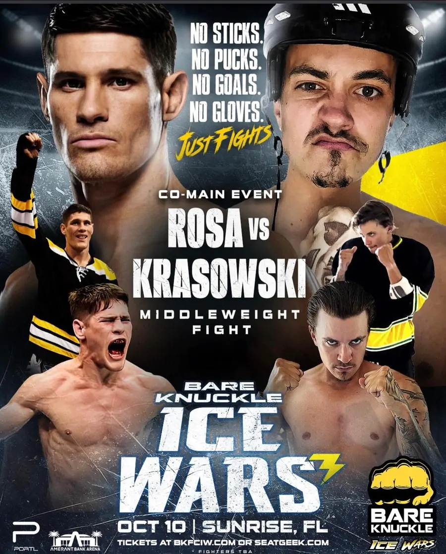 Экс-боец UFC Чарльз Роса дебютирует в хоккейных боях BKFC Ice Wars