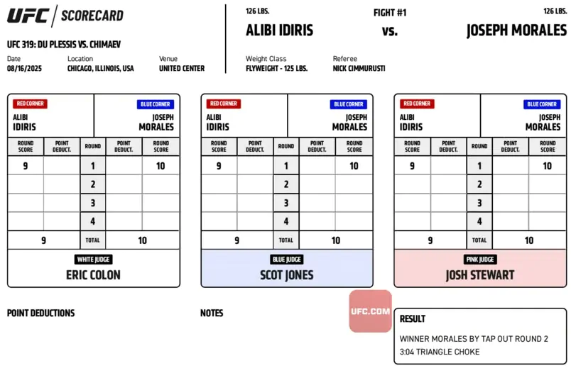 Записки судей UFC 319