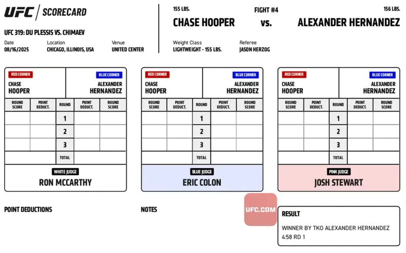 Записки судей UFC 319