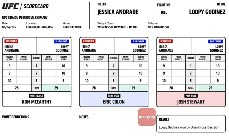 Записки судей UFC 319