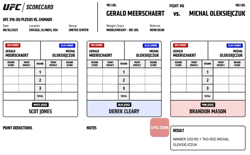 Записки судей UFC 319